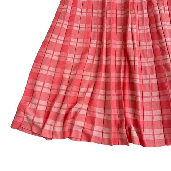 Kate Spade New York Pink Pleated Checkered Long Skirt - Picture 3 of 8